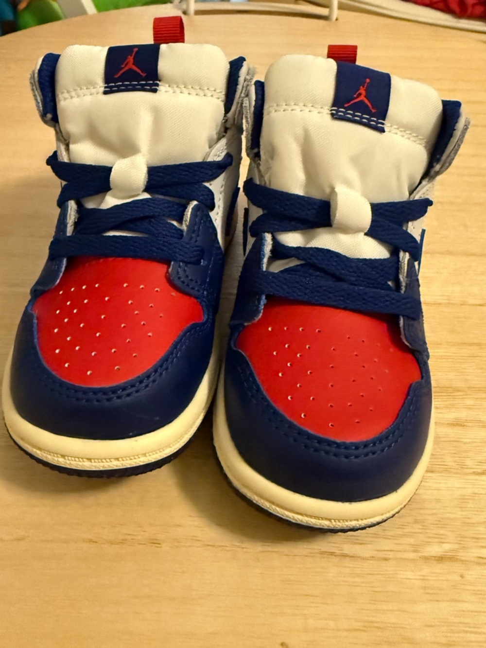 Nike Air Jordan 1 Mid Toddler Size 6C Red Blue White Baby Shoes